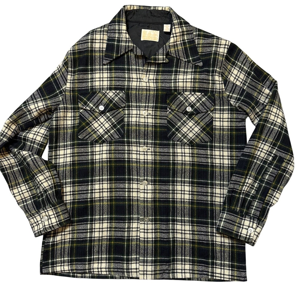 Vintage Men's Kings Road Wool Blend Full Cut Perma Prest Shirt Size M 15/15.5